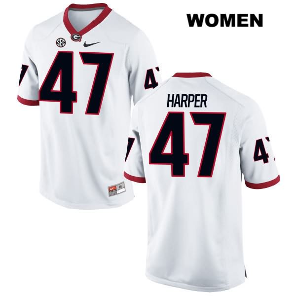 Georgia Bulldogs Women's Daniel Harper #47 NCAA Authentic White Nike Stitched College Football Jersey DQH1056FI